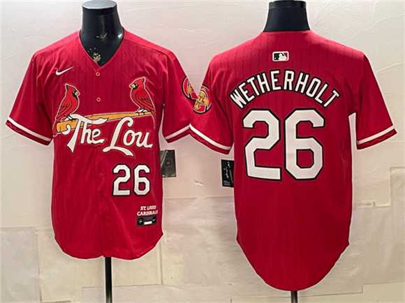 Men%27s St. Louis Cardinals #26 JJ Wetherholt Red 2024 City Connect Stitched Jersey