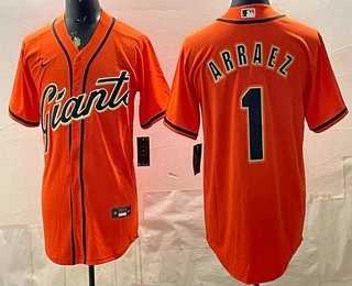 Men%27s San Francisco Giants #1 Luis Arraez Orange Cool Base Stitched Jersey