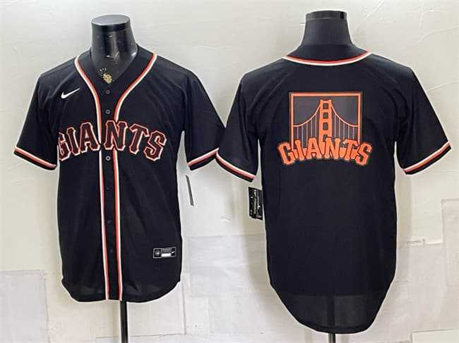 Men%27s San Francisco Giants Team Big Logo 2026 Fashion Replica Black Out Stitched Jersey Dzhi