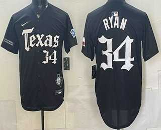 Men%27s Texas Rangers #34 Nolan Ryan Black Gothic Mexico 2025 Vapor Premier Limited Jersey Dzhi