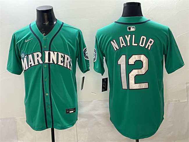 Men%27s Seattle Mariners #12 Josh Naylor Aqua Limited Stitched jersey