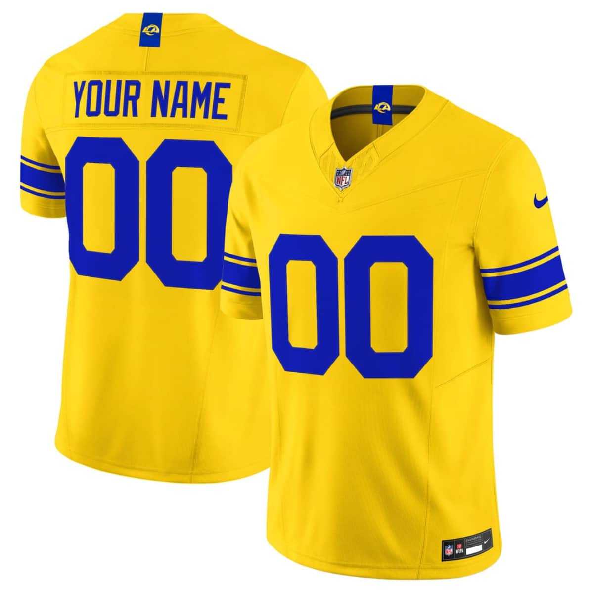 Men%27s Los Angeles Rams Active Player Custom Yellow 2026 F.U.S.E. Vapor Limited Stitched Jersey