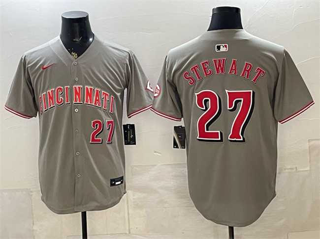 Men%27s Cincinnati Reds #27 Sal Stewart Grey Road Limited Stitched Jersey