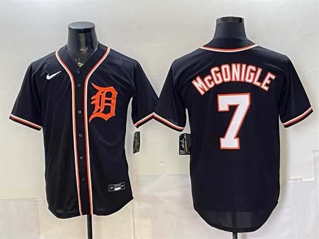 Men%27s Detroit Tigers #7 Kevin McGonigle 2026 Fashion Replica Black Out Stitched Jersey
