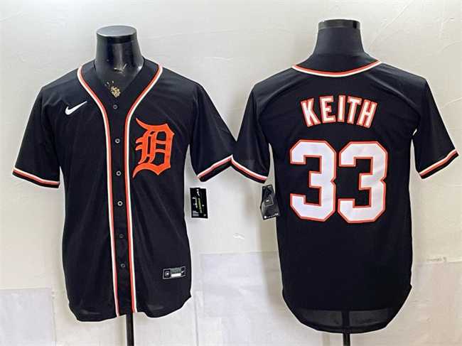 Men%27s Detroit Tigers #33 Colt Keith 2026 Fashion Replica Black Out Stitched Jersey