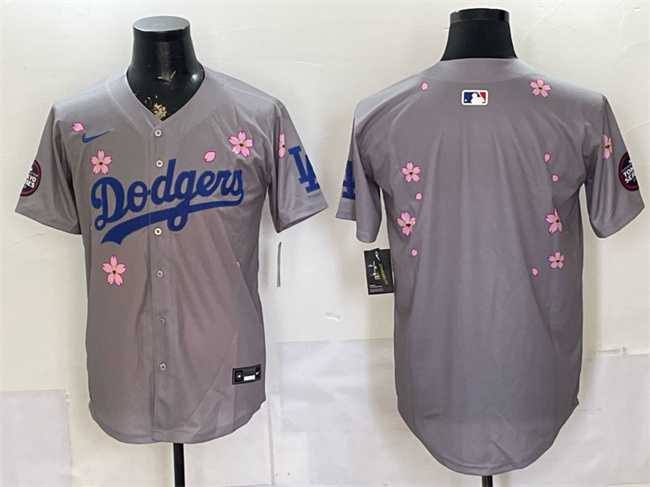 Men%27s Los Angeles Dodgers Blank Grey 2025 Tokyo Series Limited Stitched Jersey