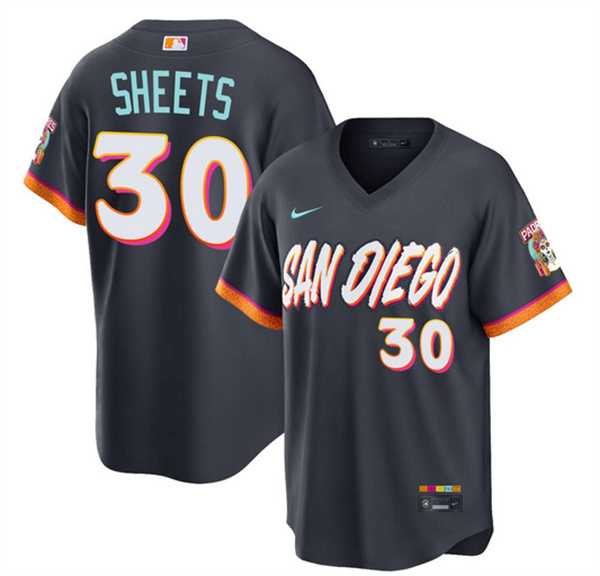 Men%27s San Diego Padres #30 Gavin Sheets Obsidian 2026 City Connect Stadium Stitched Jersey Dzhi