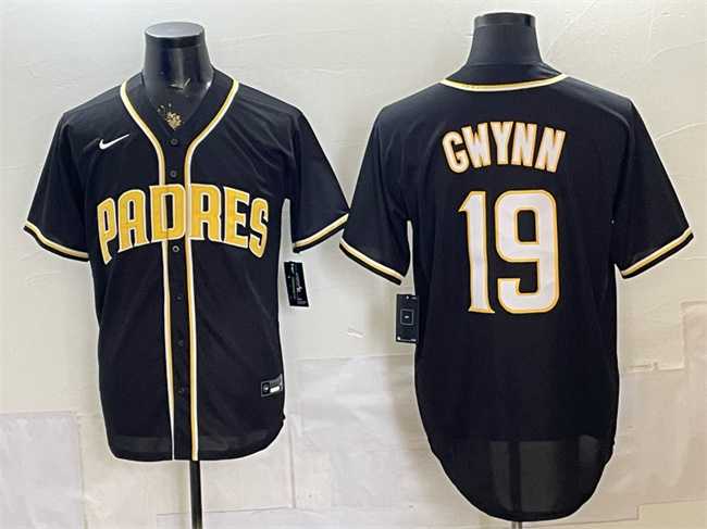 Men%27s San Diego Padres #19 Tony Gwynn 2026 Fashion Replica Black Out Stitched Jersey