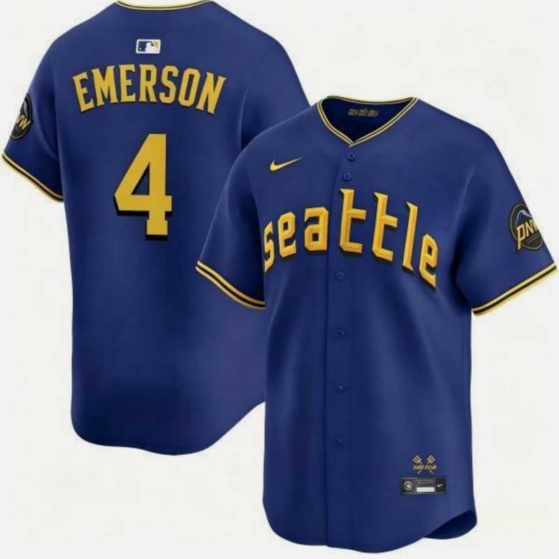 Men%27s Seattle Mariners #4 Colt Emerson Royal 2025 Cool Base Stitched jersey Dzhi