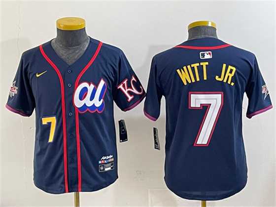 Youth American League #7 Bobby Witt Jr. Navy 2025 All-Star Edition Limited Stitched Jersey