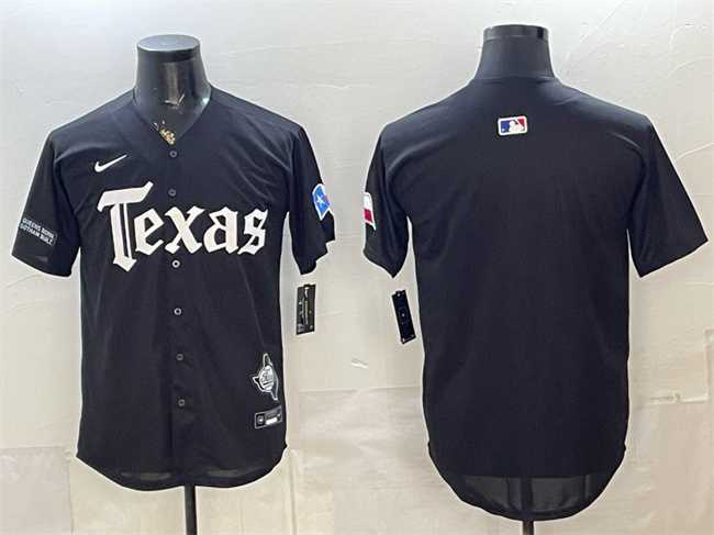 Men%27s Texas Rangers Blank Black Gothic Mexico 2025 Vapor Premier Limited Stitched Jersey Dzhi