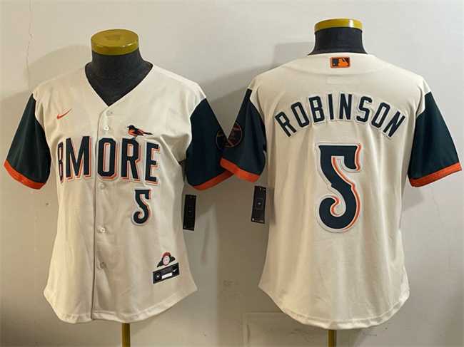 Women%27s Baltimore Orioles #5 Brooks Robinson Natural 2026 City Connect Stadium Stitched Jersey