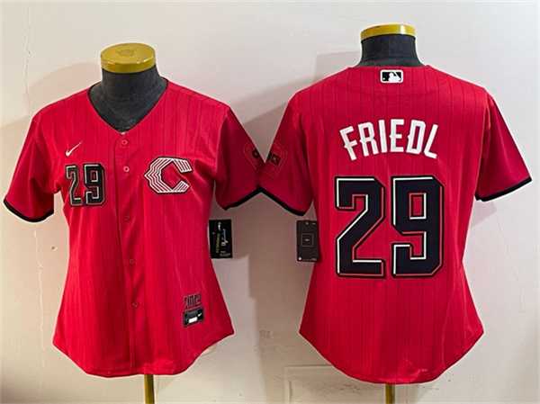 Women%27s Cincinnati Reds #29 TJ Friedl Red 2026 City Connect Stadium Stitched Jersey