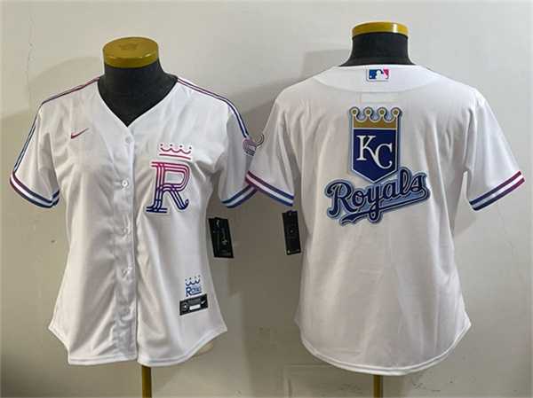 Women%27s Kansas City Royals Team Big Logo White 2026 City Connect Stadium Stitched Jersey Dzhi
