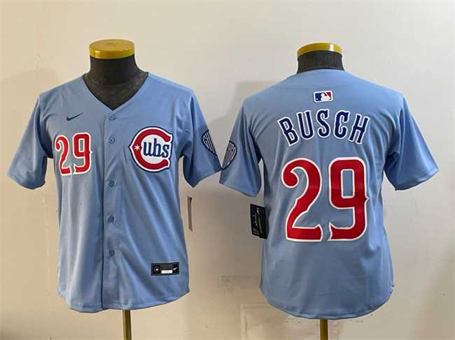 Youth Chicago Cubs #29 Michael Busch Blue Limited Stitched Jersey