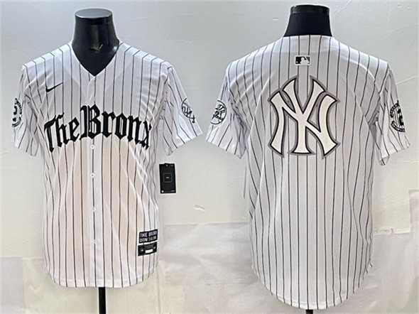 Men%27s New York Yankees Team Big Logo White Pinstripe %27Gothic Legacy Edition%27 Vapor Premier Limited Stitched Jersey