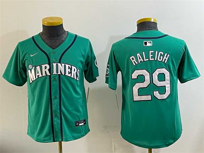 Youth Seattle Mariners #29 Cal Raleigh Aqua Alternate Limited Stitched Jersey