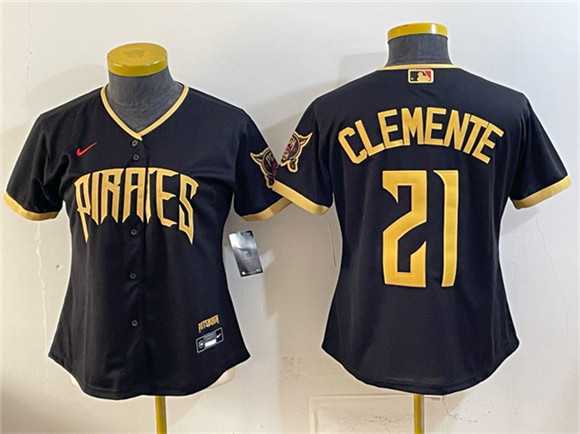 Youth Pittsburgh Pirates #21 Roberto Clemente Black 2026 City Connect Stadium Stitched Jersey