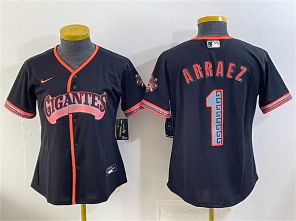 Youth San Francisco Giants #1 Luis Arraez Black 2026 Alternate Stadium Stitched Jersey Dzhi