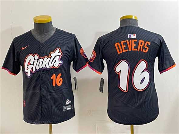 Youth San Francisco Giants #16 Rafael Devers Anthracite 2025 City Connect Limited Stitched Jersey