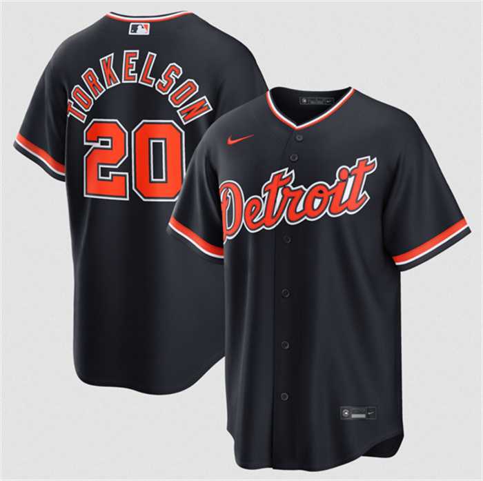 Men%27s Detroit Tigers #20 Spencer Torkelson Navy Alternate Stitched Jersey Dzhi
