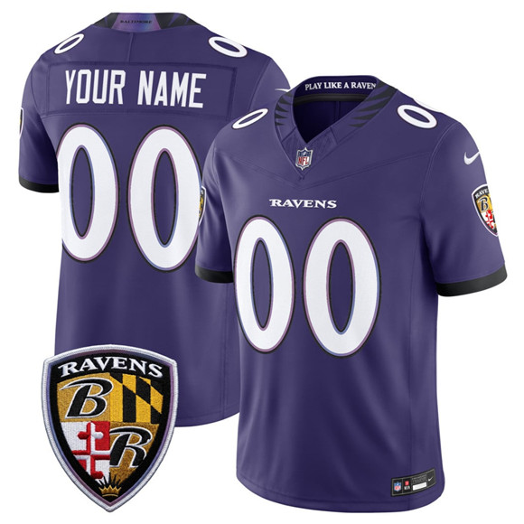 Men%27s Baltimore Ravens Active Player Custom Purple 2026 F.U.S.E Vapor Limited Football Stitched Jersey