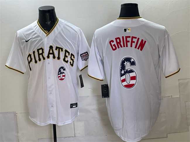 Men%27s Pittsburgh Pirates #6 Konnor Griffin White USA 250 Fourth of July Stitched Jersey Dzhi