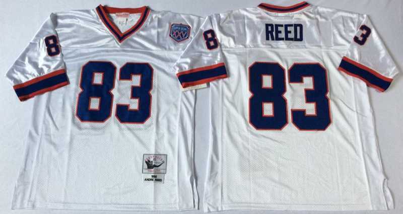 Men%27s Buffalo Bills #83 Andre Reed White Throwback Stitched Football Jersey