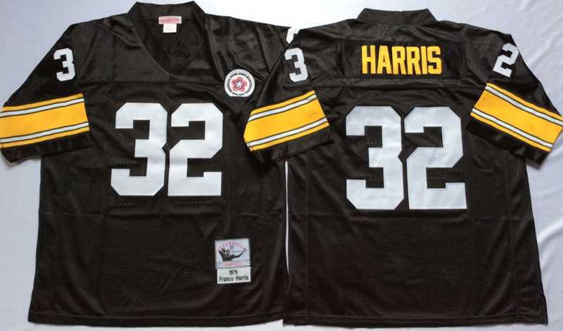 Men%27s Pittsburgh Steelers #32 Franco Harris Black Throwback Stitched Football Jersey