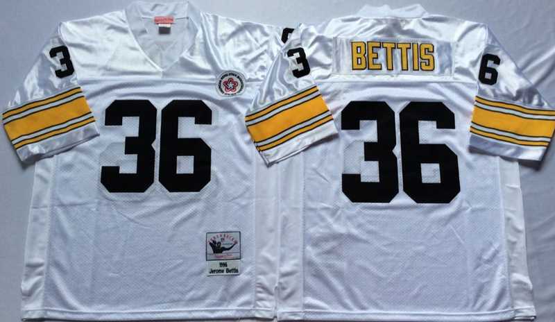Men%27s Pittsburgh Steelers #36 Jerome Bettis White Throwback Stitched Football Jersey