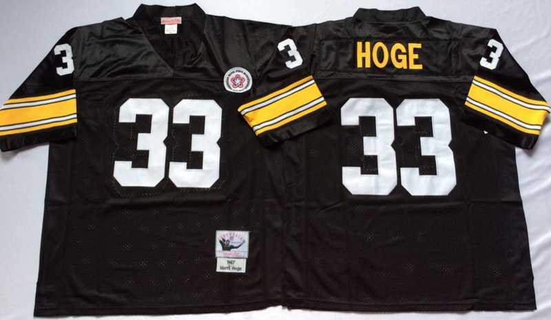 Men%27s Pittsburgh Steelers #33 Merril Hoge Black Throwback Stitched Football Jersey
