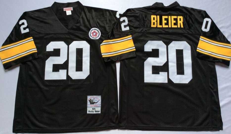 Men%27s Pittsburgh Steelers #20 Rocky Bleier Black Throwback Stitched Football Jersey