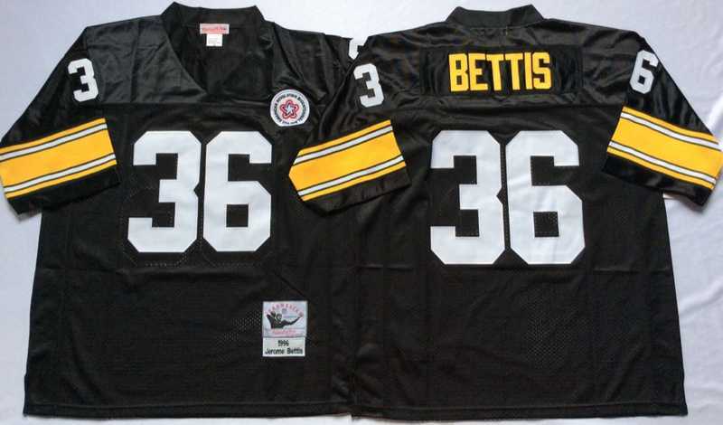 Men%27s Pittsburgh Steelers #36 Jerome Bettis Black Throwback Stitched Football Jersey