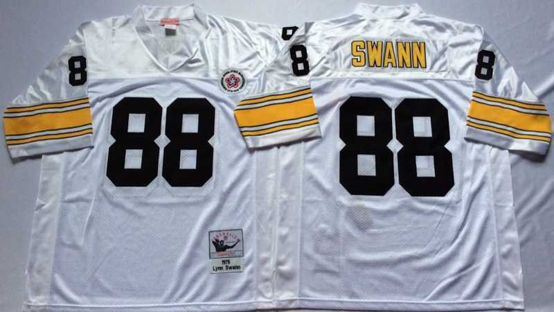 Men%27s Pittsburgh Steelers #88 Lynn Swann White Throwback Stitched Football Jersey