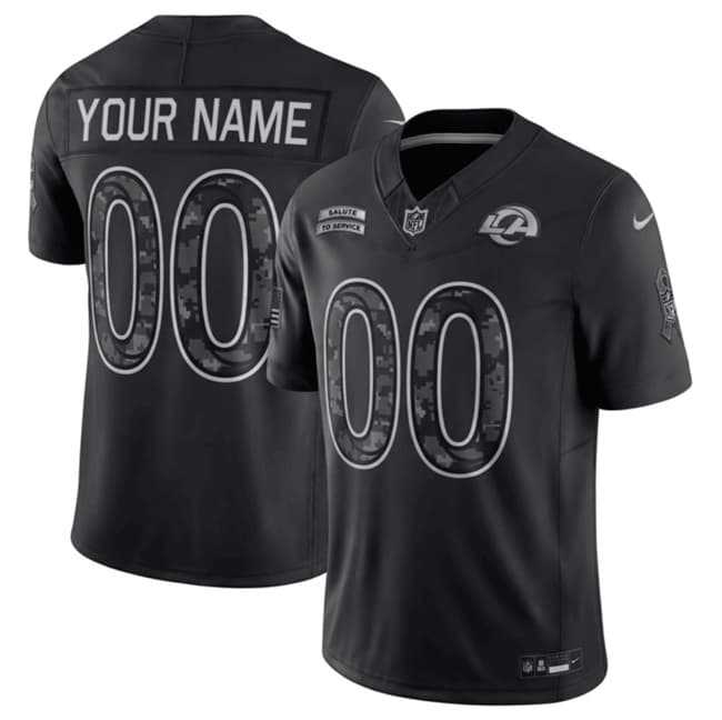 Men%27s Los Angeles Rams Active Player Custom Black F.U.S.E. 2026 Salute to Service Limited Football Stitched Jersey