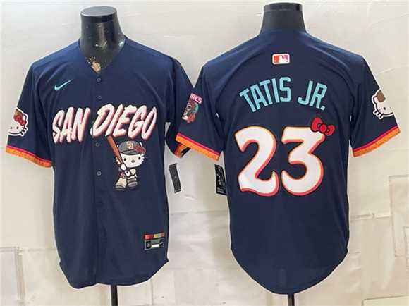 Men%27s San Diego Padres X Hello Kitty #23 Fernando Tatis Jr. Obsidian 2026 City Connect Stadium Stitched Jersey