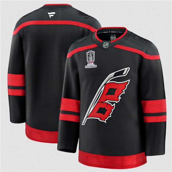 Men%27s Carolina Hurricanes Blank Black 2026 Stanley Cup Champions Home Stitched Jersey