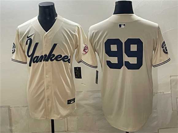 Men%27s New York Yankees #99 Aaron Judge Cream Limited Stitched Jersey
