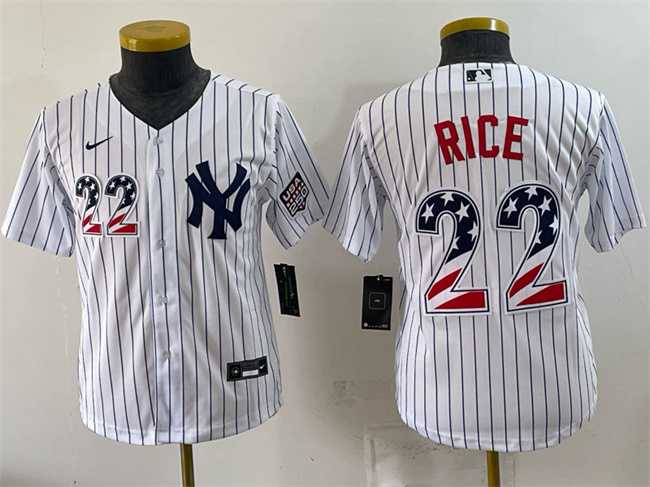 Youth New York Yankees #22 Ben Rice White USA 250 Fourth of July Home Stadium Stitched Jersey Dzhi