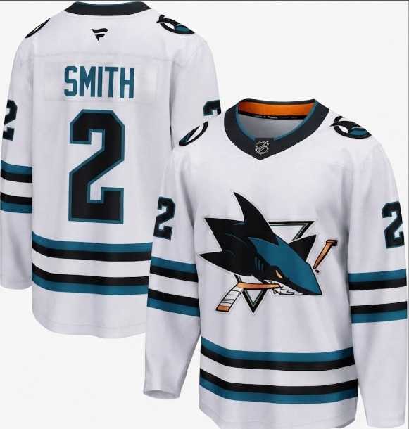 Men%27s San Jose Sharks #2 Will Smith New White Stitched Jersey Dzhi