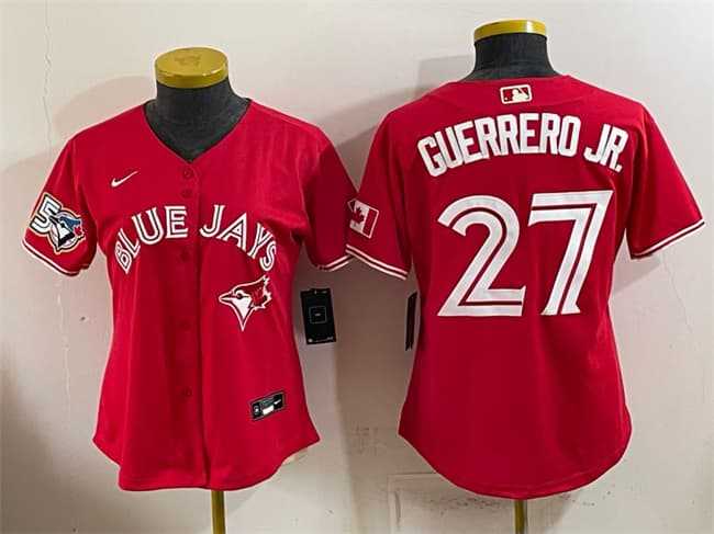 Youth Toronto Blue Jays #27 Vladimir Guerrero Jr. Red 50 Seasons Patch Stitched Jersey