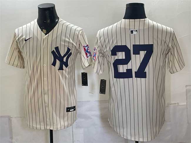Men%27s New York Yankees #27 Giancarlo Stanton Cream 2026 Field of Dreams Stadium Stitched Jersey