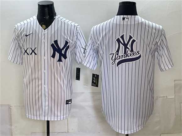 Men%27s New York Yankees x KAWS Team Big Logo White Stadium Stitched Jersey Dzhi