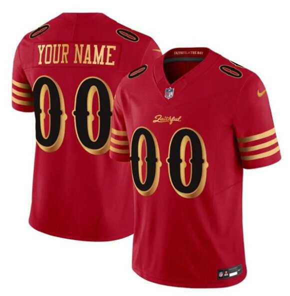 Men%27s San Francisco 49ers Active Player Custom Red Gold 2025 F.U.S.E. %27Rivalries%27 Vapor Limited Stitched Jersey