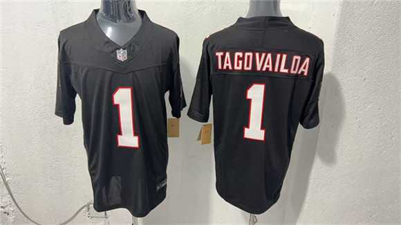 Men%27s Atlanta Falcons #1 Tua Tagovailoa Black F.U.S.E. Vapor Untouchable Limited Stitched Stitched Jersey