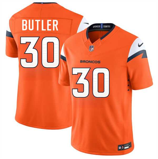 Men%27s Denver Broncos #30 Hakeem Butler Orange 2026 F.U.S.E. Vapor Limited Stitched Jersey