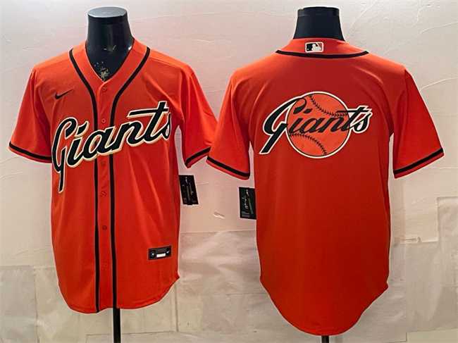Men%27s San Francisco Giants Team Big Logo Orange Cool Base Stitched Jersey Dzhi