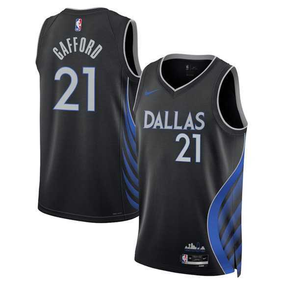 Men%27s Dallas Mavericks #21 Daniel Gafford Black 2025-26 City Edition Stitched Jersey Dzhi
