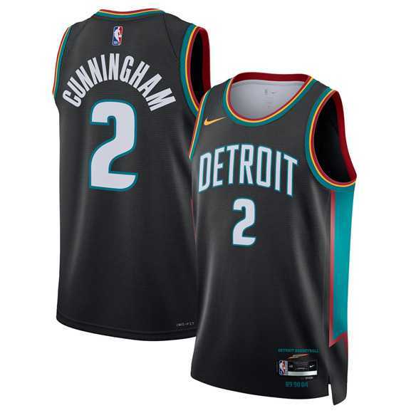 Men%27s Detroit Pistons #2 Cade Cunningham Cade Cunningham Black 2025-26 City Edition Stitched Jersey Dzhi