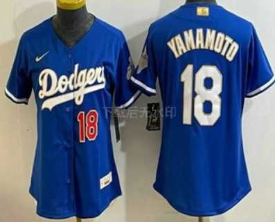 Women%27s Los Angeles Dodgers #18 Yoshinobu Yamamoto MVP Blue Limited Stitched Jersey